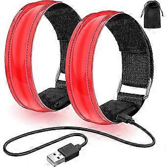 Uppladdningsbart LED-armband för barn - 2-pack USB-ljusarmband för löpning och sport