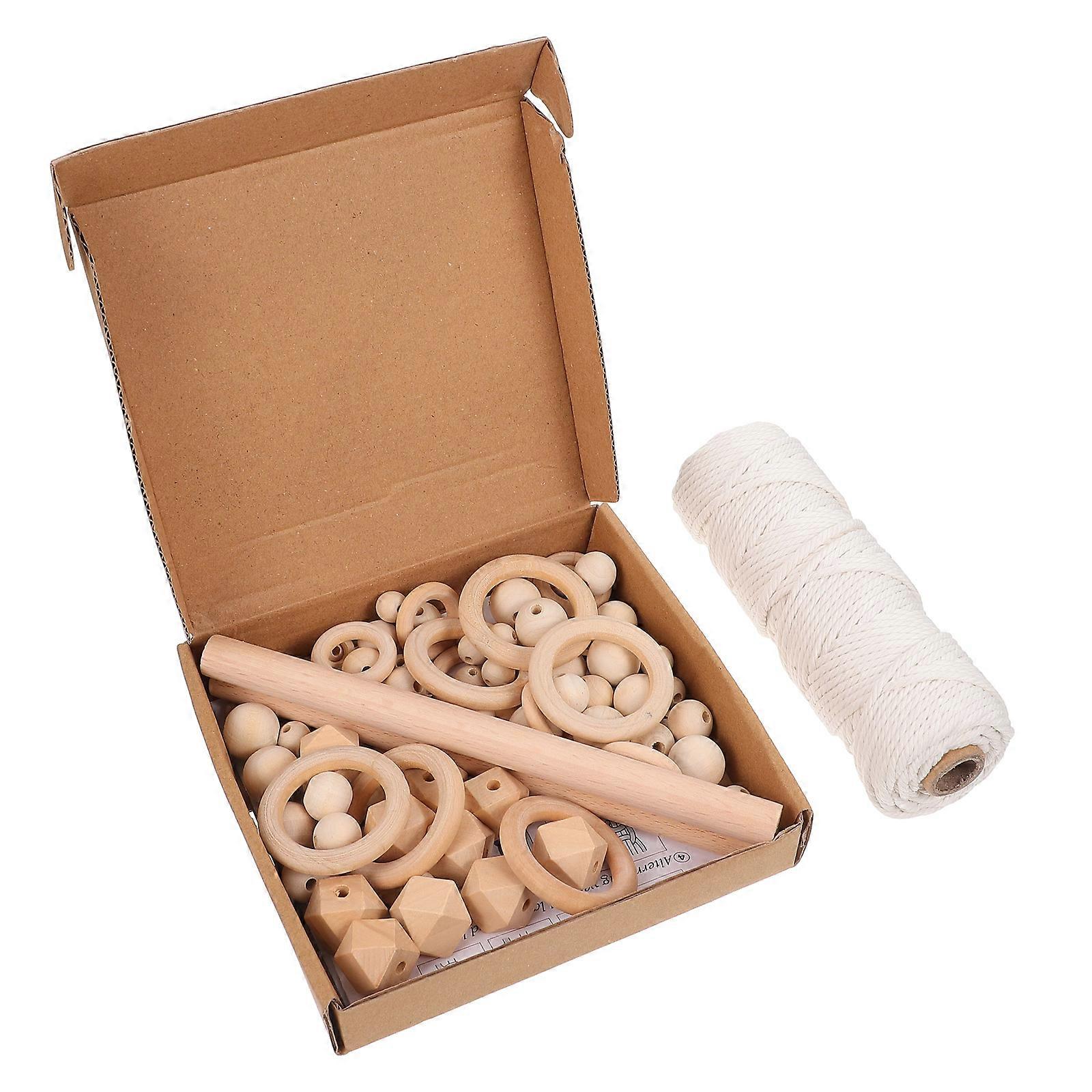 Wooden Macrame DIY Tools for Weaving Loom 1Set Brown Circles