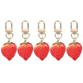 5Pcs Creative Strawberry Keychain Decoration With Simple Design For Children And Color
