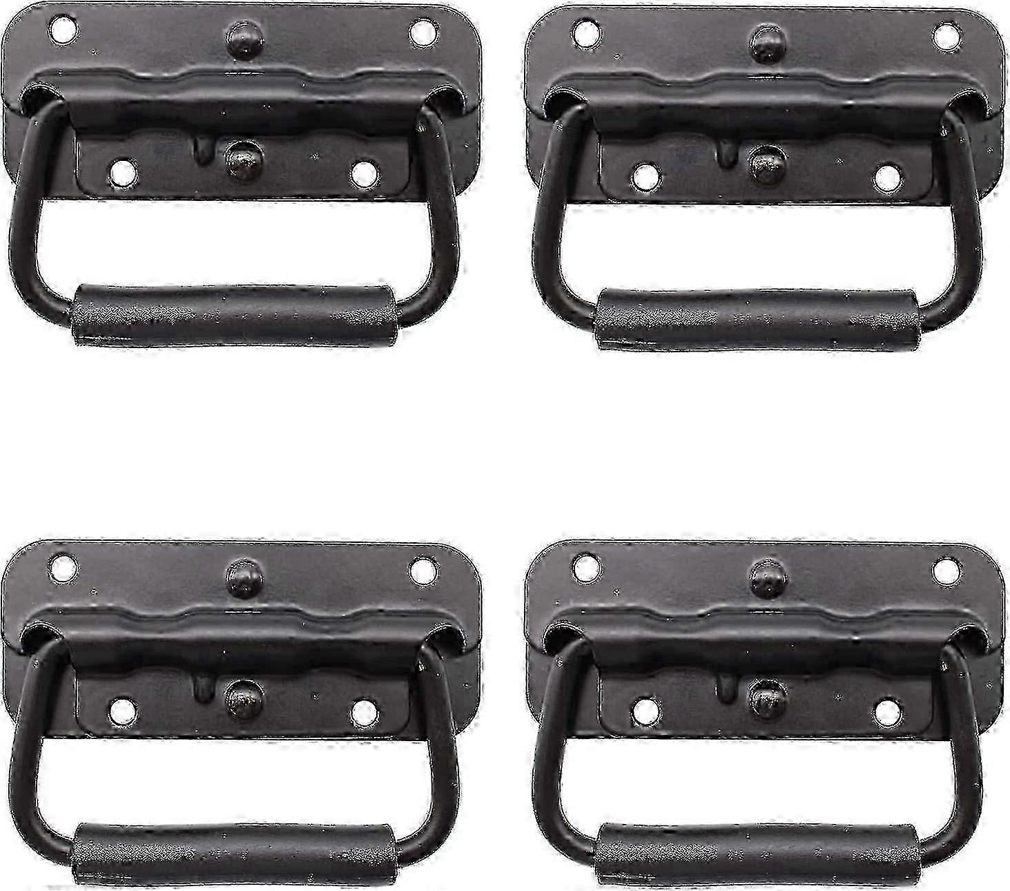 4Pcs Metal Folding Box Handles Black Spring Tool Storage Replacement