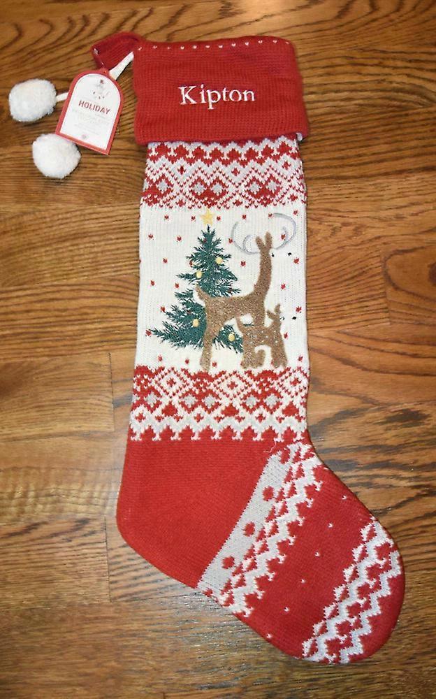 Deer Heirloom Knit Christmas Stocking Kipton Monogram