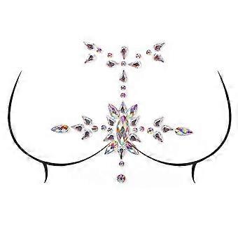 Women's Acrylic Crystal Chest Stickers Rhinestones Nipple Pasties Breast Body Gems for Evening Dresses and Swimwear Style 9