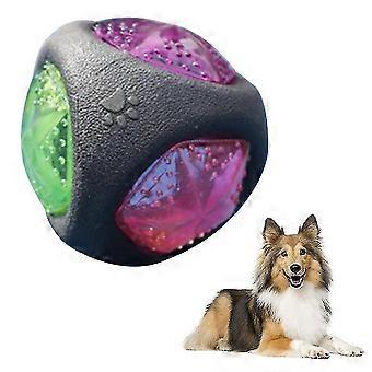 Hundeleke ball med ledet lys og squeaker, hundeballer, leketøy for hunder, spille ball for hunder, glød i skiftende farger, laget av termoplastisk gummi