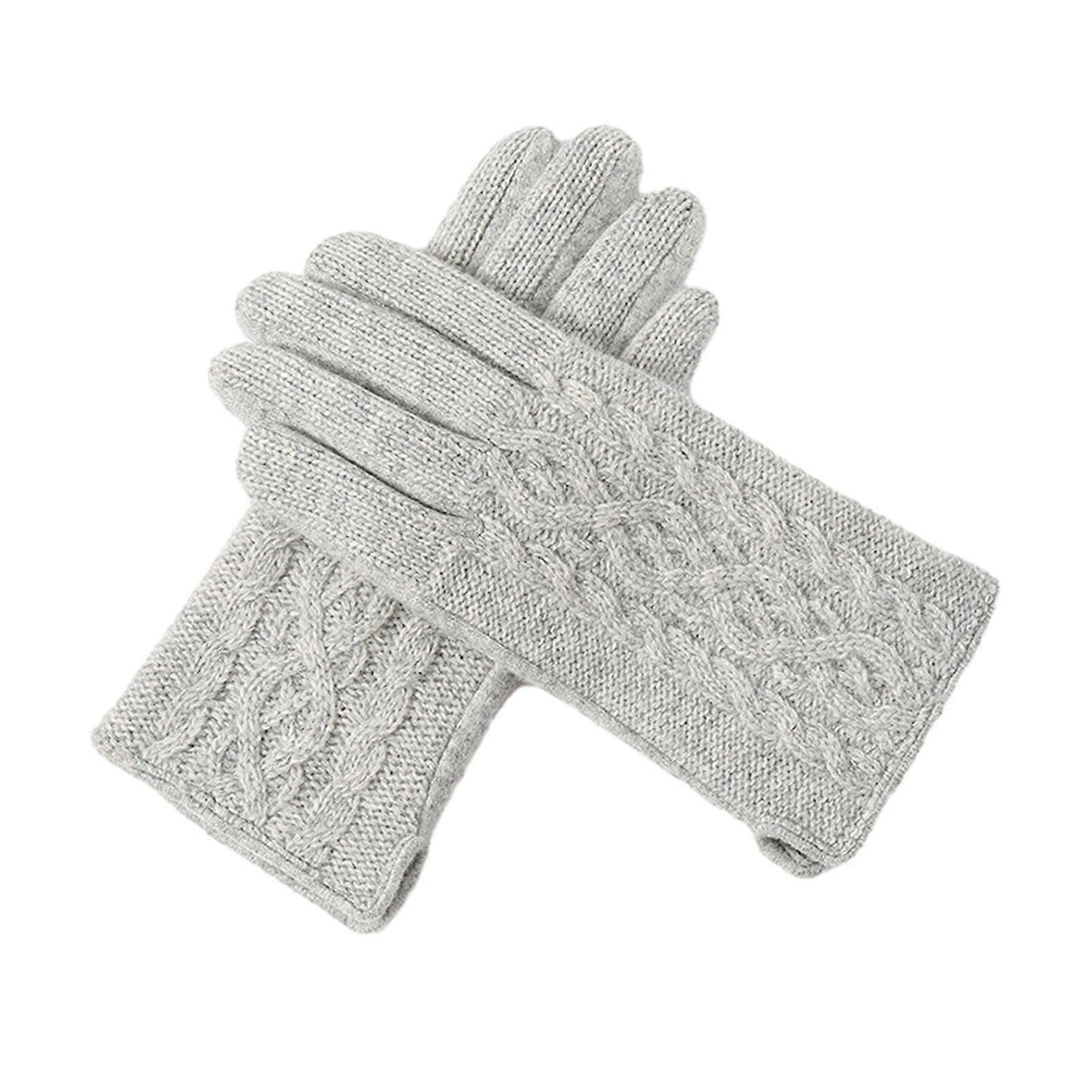 1 Pair Winter Warm Gloves Plush Lining Windproof Soft Stretchy Solid Color Full Finger Touch Screen Gloves