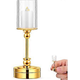 Dollhouse Miniature Table Lamp: 1:12 Scale Led Candle Holder Candlestick,battery Operated Dollhouse Lights - Golden Doll House Lighting for Collectibl