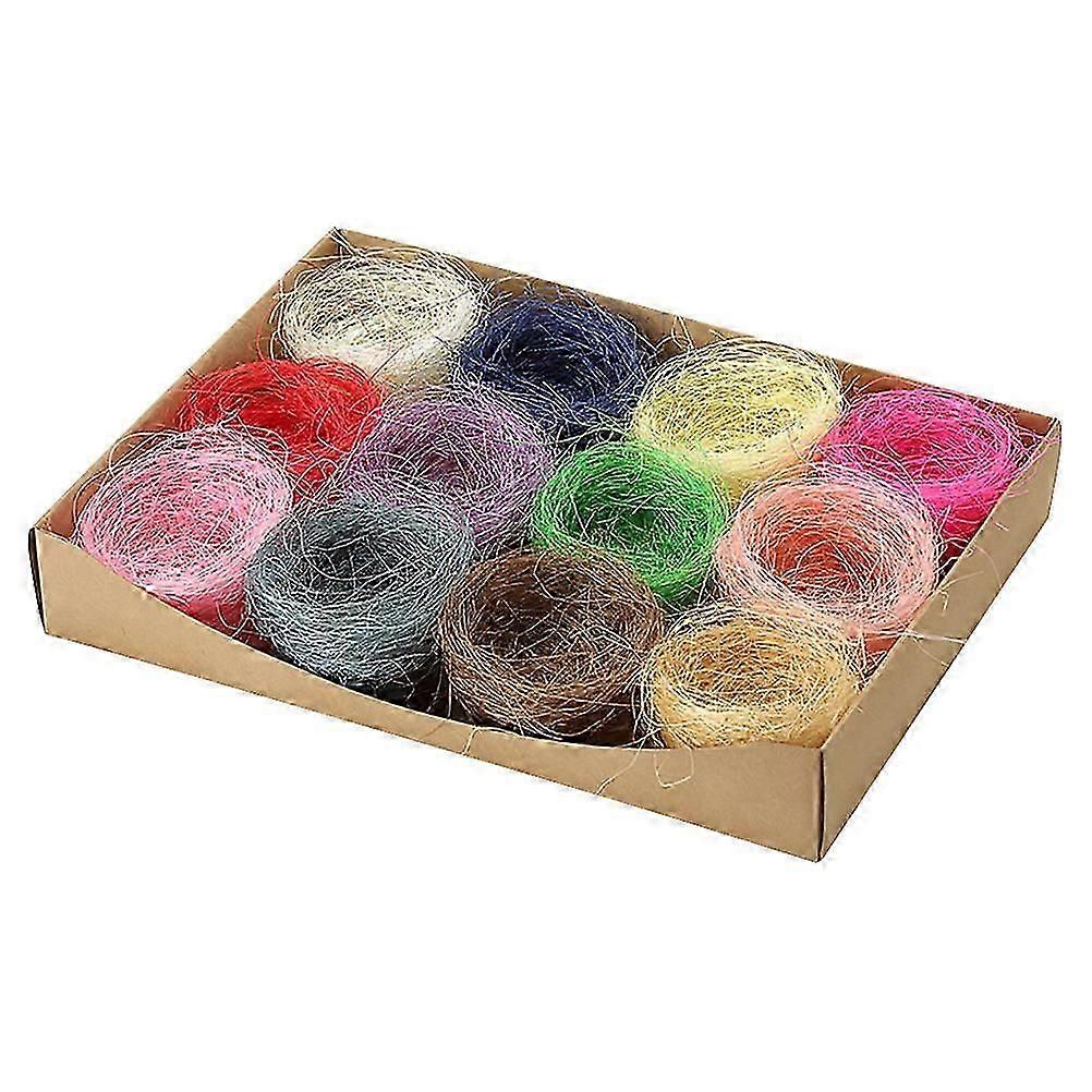 12Pcs Assorted Color Handmade Natural Easter Egg Nests for Decoration