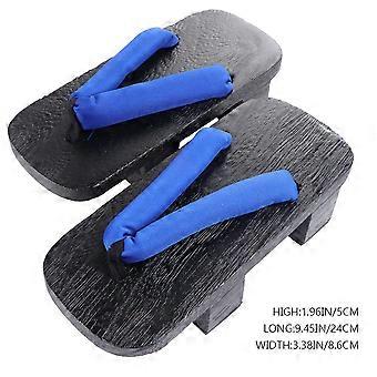 1 Pair Clogs Flops Summer Platform Sandals Flip-flops Two-teeth Casual Slippers Size 40 24CM 7US 4.5UK 38EU 9.432Inch  (Blue Strip Black Wood)