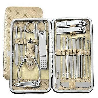 Manicure Set 19‑Piece Professional Nail Clipper Kit with Carbon Steel Tools and Compact Leather Case