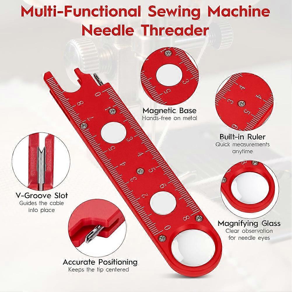 Sewing Machine Needle Threader, 4 in 1 Automatic Quick Threading Tool, Insertion Seam Guide with 2pcs Seam Rippers