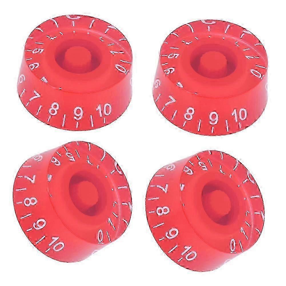 4Pcs Acrylic Bass Knobs White on Red 25.2mm Volume Control Potentiometer