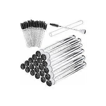 [70 Eye Black Brushes And 20 Plastic Tubes] Disposable Crystal Rod Eyebrows Extremely Fine Soft Brush, Portable Flexible
