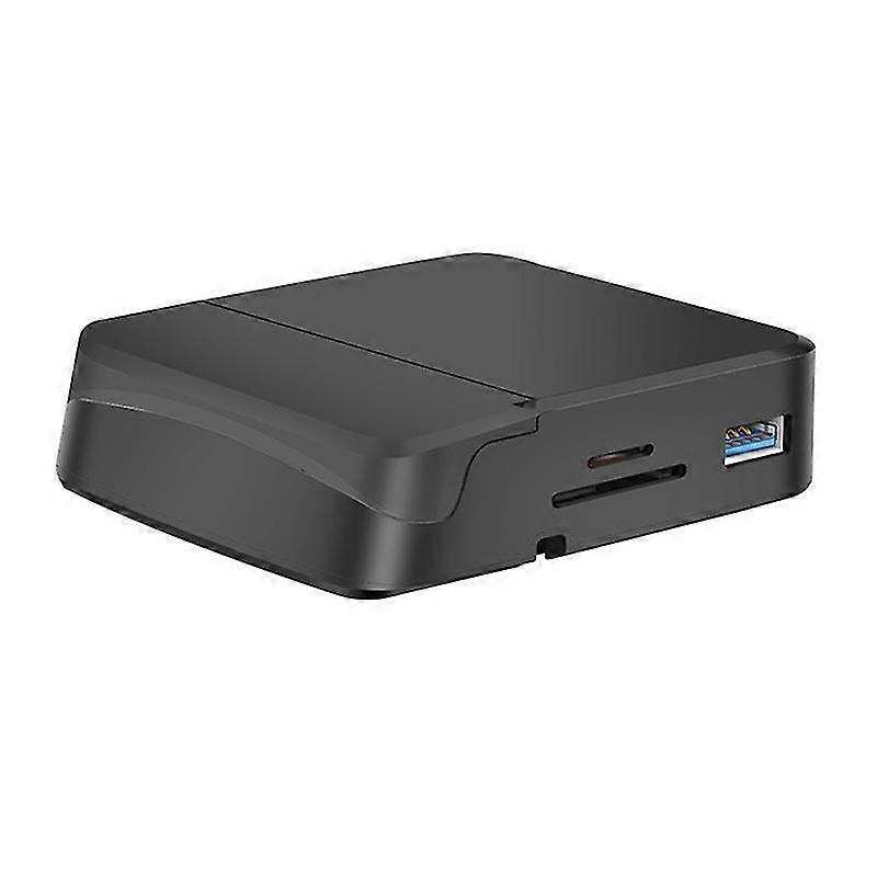 Portable 8-in-1 Type-C Hub with PD 55W Fast Charging, USB 3.0/2.0, SD/TF Card Reader, Phone Stand, Charging Base, Projection for Mobile Office - Black