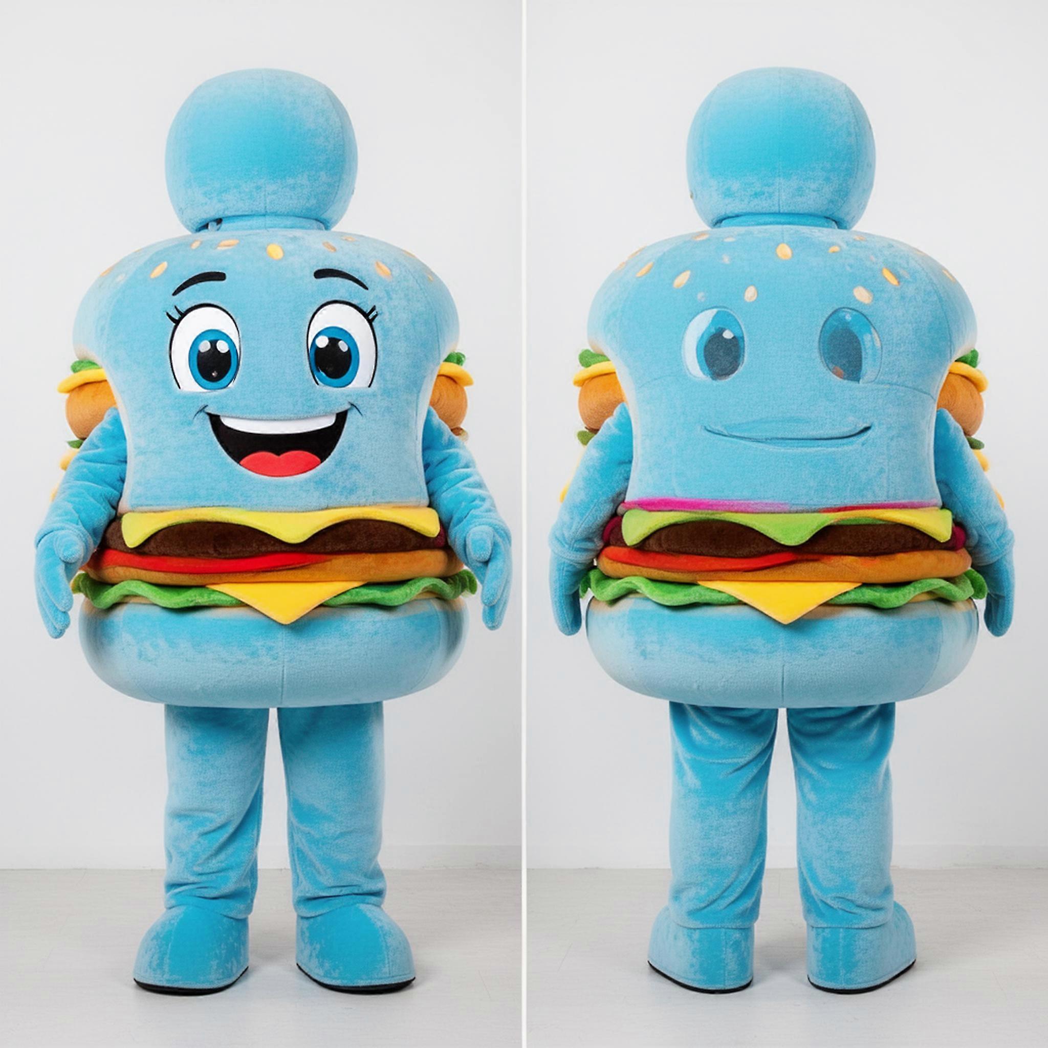 MASTICOT Sky Blue Rounded Hamburger Mascot