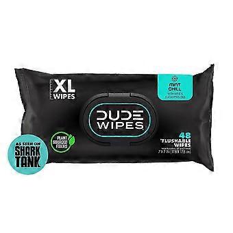 Lingettes humides parfumées jetables dans les toilettes, menthe fraîche, à base de plantes, 99 % d'eau, format extra large, pour usage domestique, paquet de 48 lingettes.