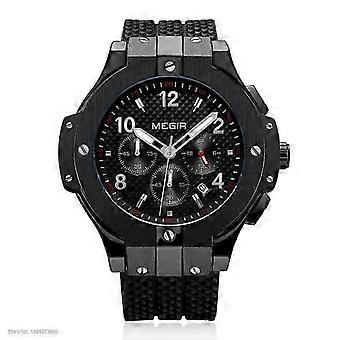 Army Sports Chronograaf Quartz Polshorloges Heren Zwart Siliconen Militair Stophorloge Klok Man Relogios Masculino 2050G