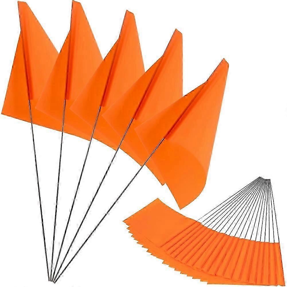 100Pack Fluorescent Orange Marking Flags,15x4x5inch Yard Flags