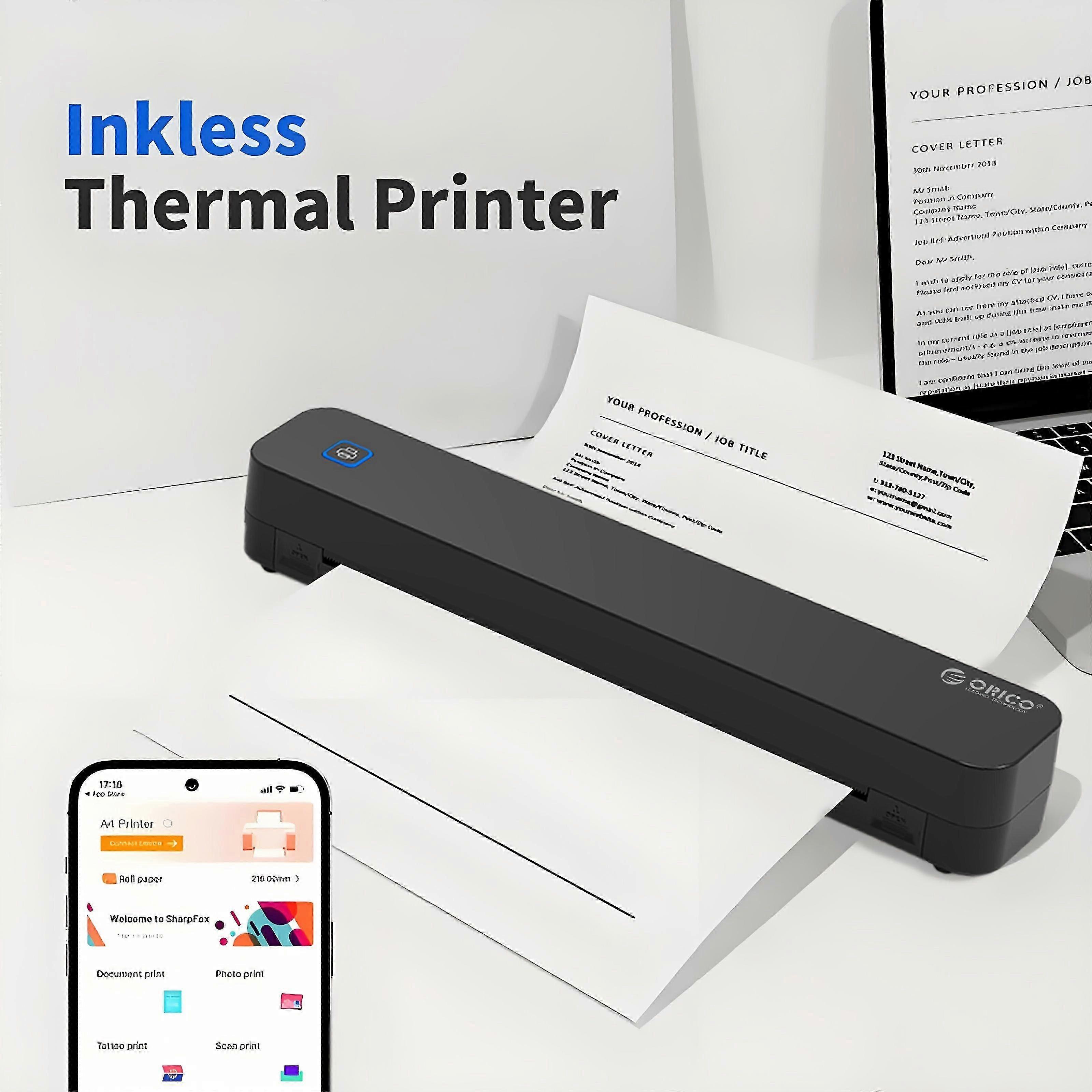 A4 Inkless Wireless Thermal Printer for Folded and Roll Paper