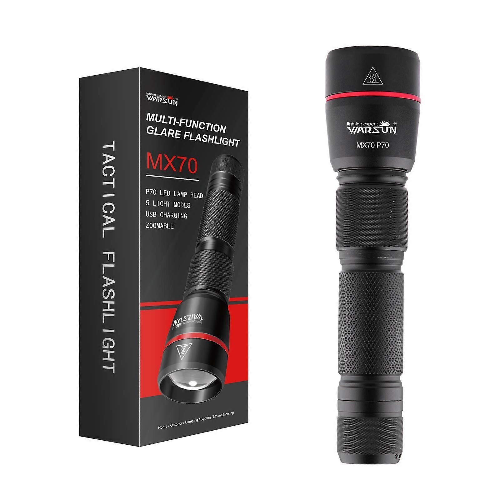 Rechargeable Tactical Flashlight  Lumen LED with 5 Modes LongRange Beam for Camping