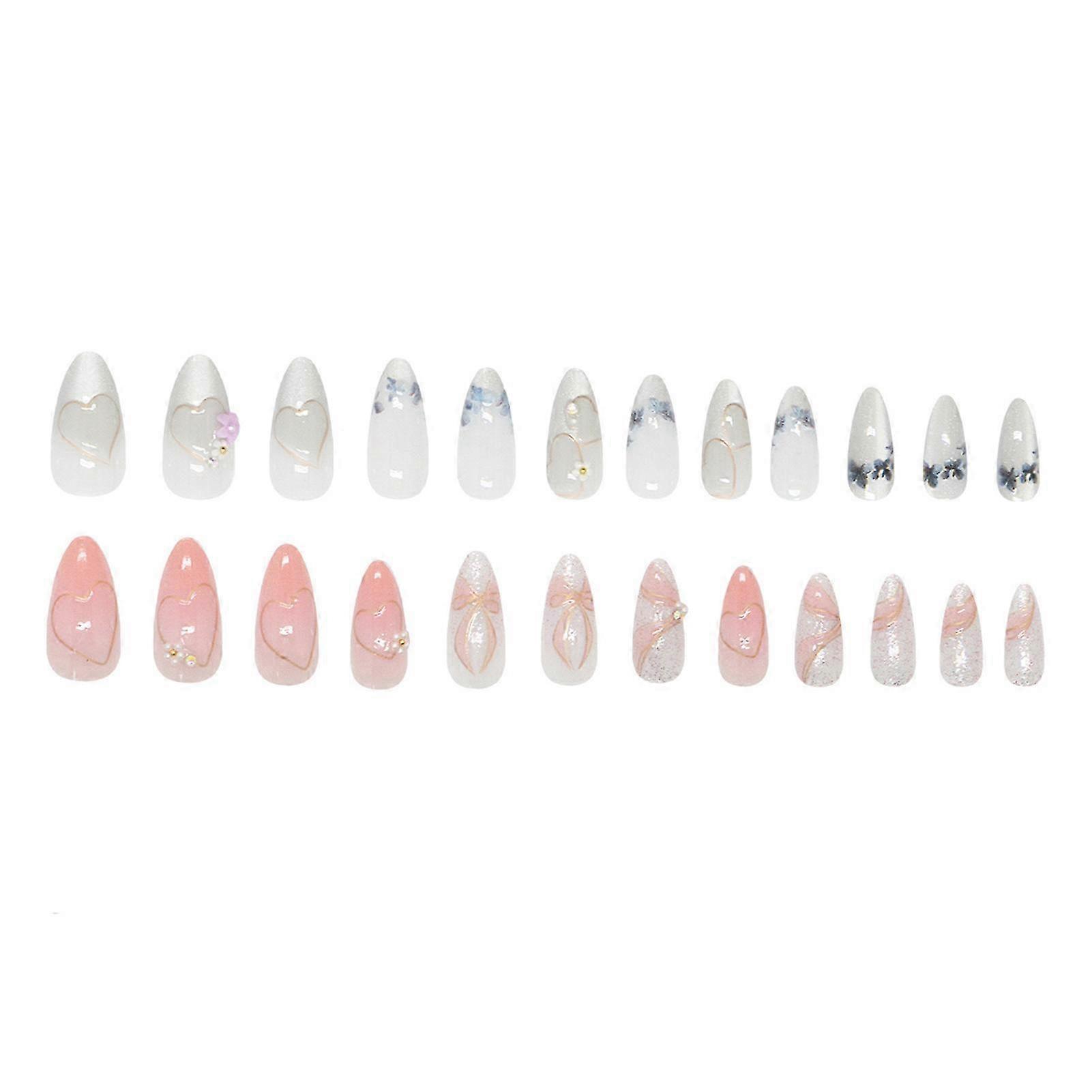 24pcs Short Acrylic Press On Nails