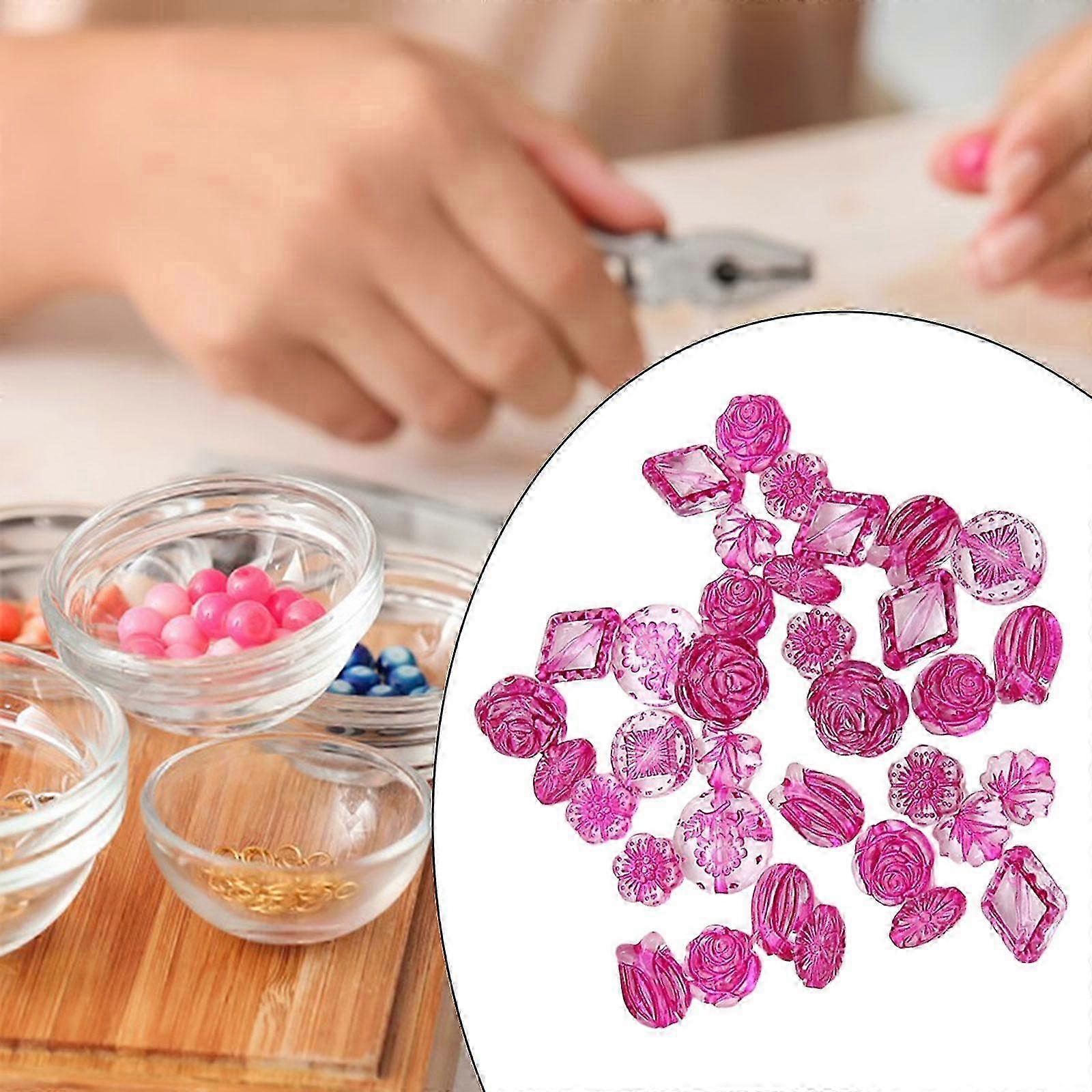 Rose Flower Acrylic Beads 6 Pack