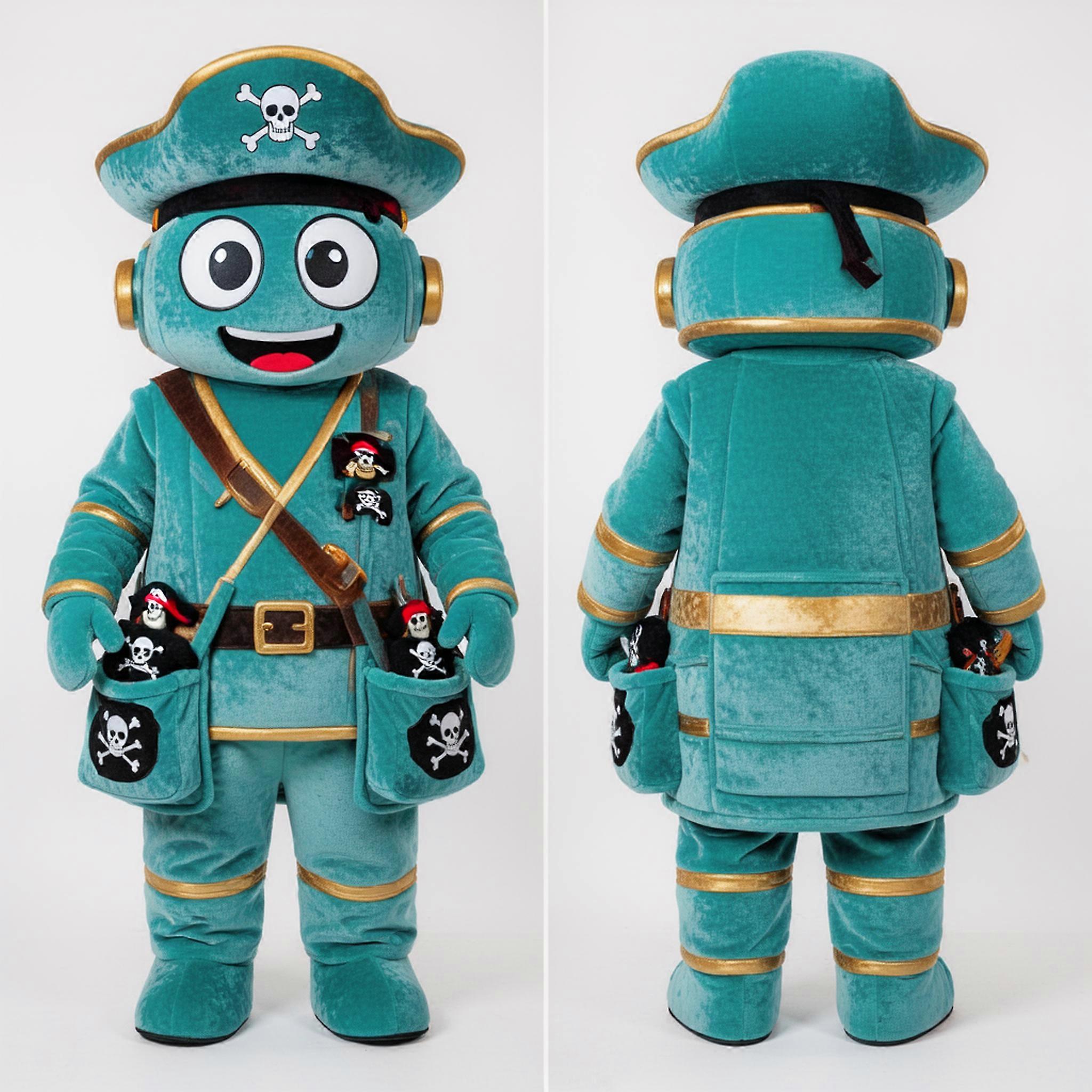 MASTICOT Teal Robotic Pirate Mascot
