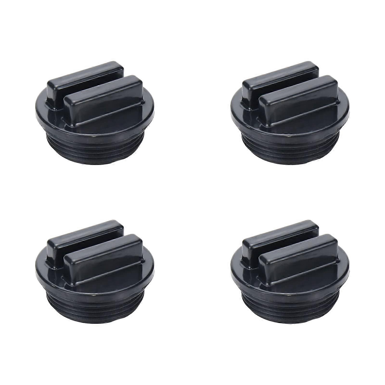 4 Pcs 1.5 Inch Threaded Pool  Plug Set for Winterizing, Secure Seal, Reusable Black Caps