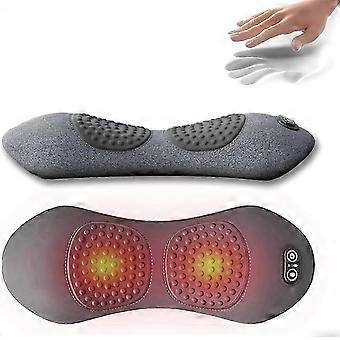 Massasjeapparat for ryggen med varme og vibrasjon, beregnet for å lindre smerter ved isjias og korsryggsmerter, med ergonomisk støtte for korsryggen. Farge: grå. _jhq3