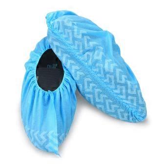 Disposable Shoe Covers 200 Pcs Blue Non Slip Sole Waterproof for Indoor and Outdoor Use Large Size