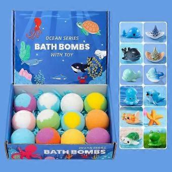 12Pcs Ocean Series Bath Bombs Kids Adul With Surprise Toys Natural Aromatherapy Fizzers Cute Animal Rich Bubbles Spa For