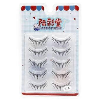 False Eyelashes, 5 Pairs Set, Black Cross Design, Soft Natural Look