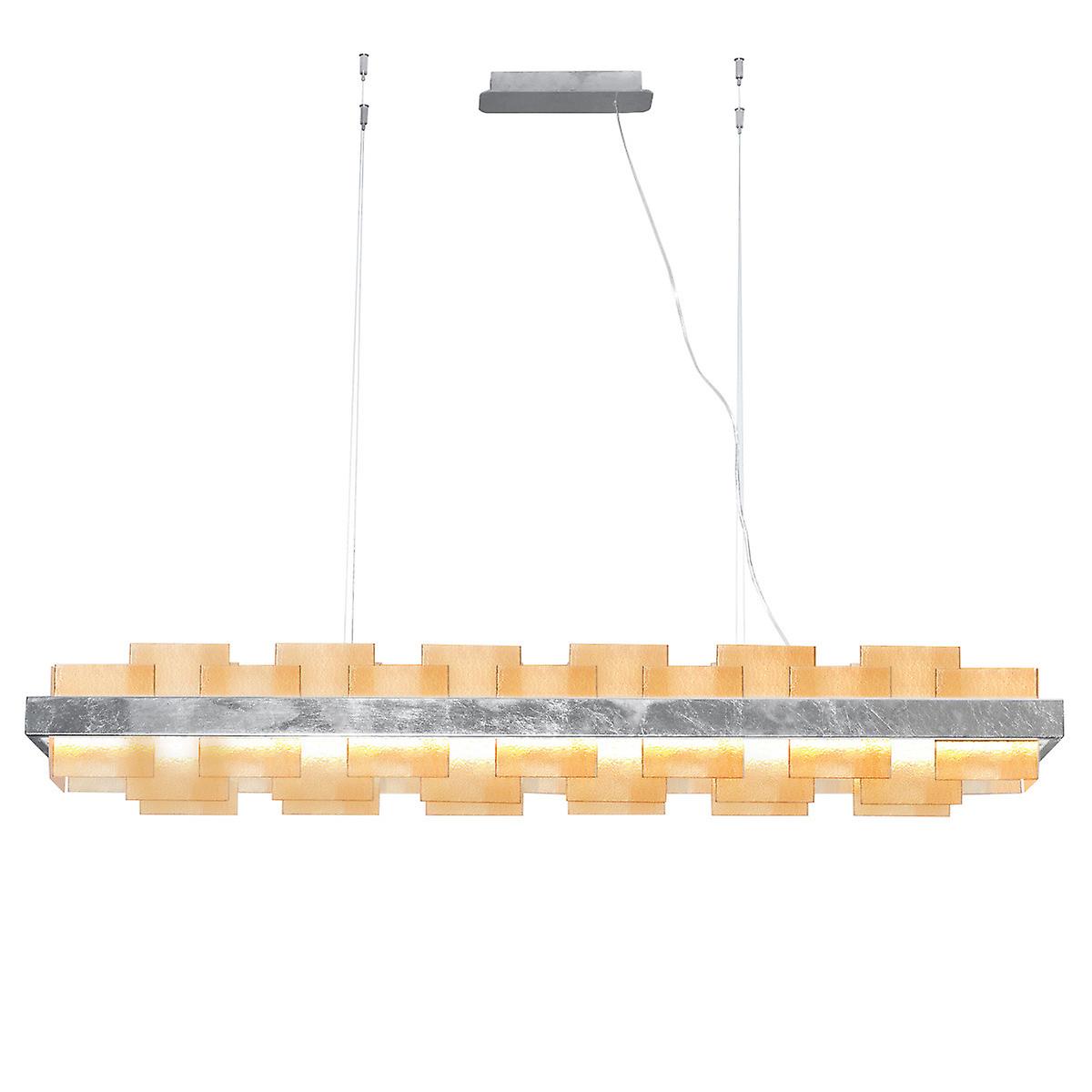 Kolarz Rettangolo Led Straight Bar Pendant Ceiling Light Silver Leaf