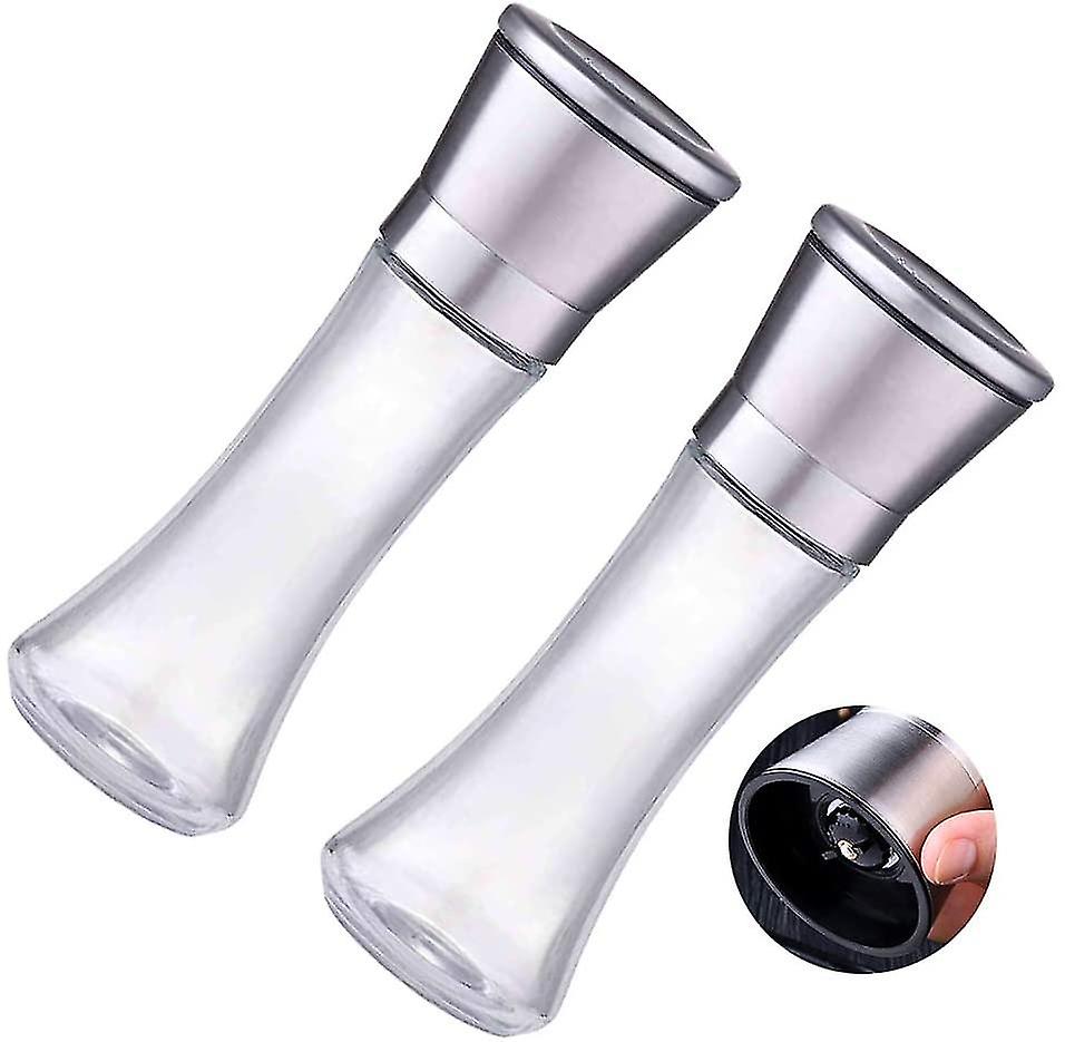 2 Piece Salt And Pepper Grinder Set With Adjustable Non-corrosive Ceramic Grinder And 304 Stainless