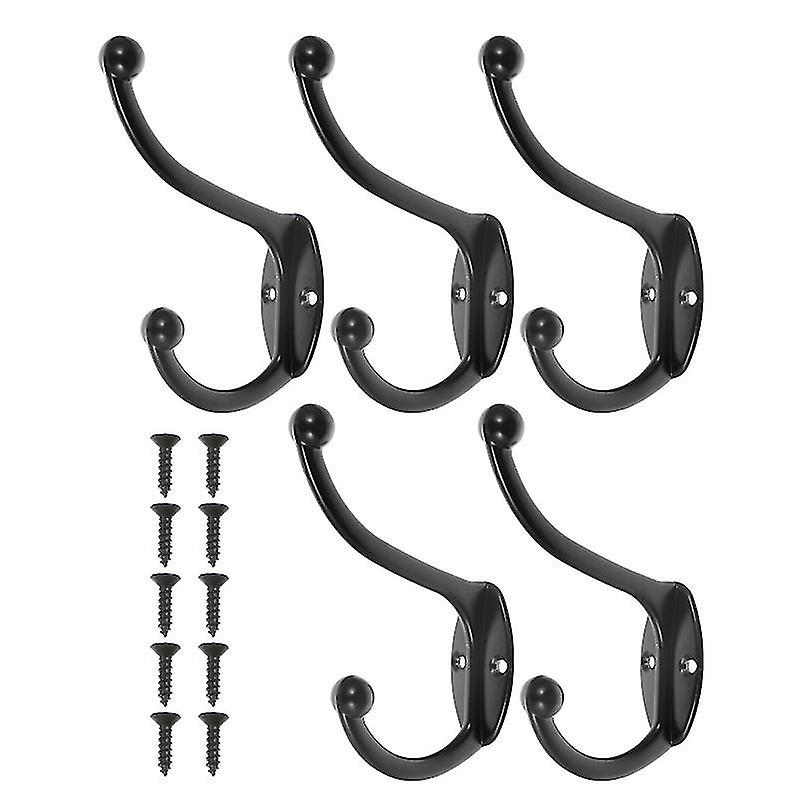 10X8x2cm Black Robe Hooks 5pcs Household Clothing Hooks Hanging Hooks Bathroom Hooks Creative Hooks