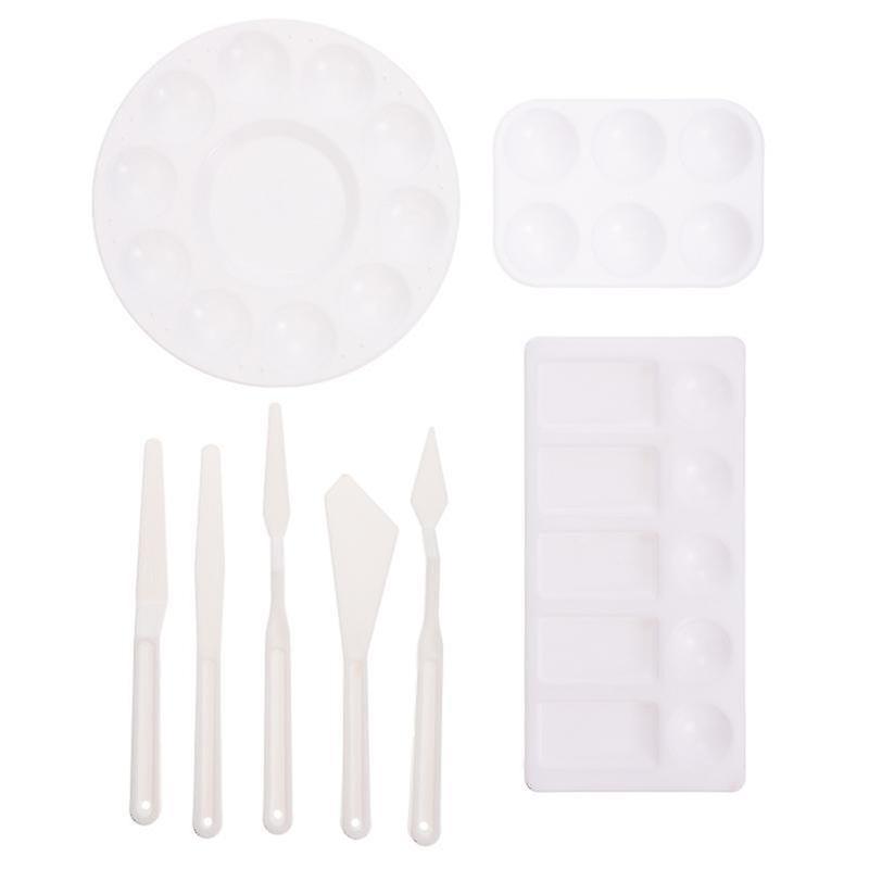 21.2X10.4cm White 1 Palettes 1 Set Painting Pigment Trays Color Mixer Plate Painting Tray With Paint