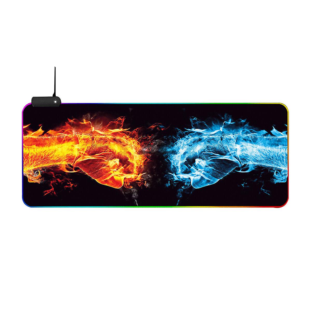 Rgb Glowing Mouse Pad Boxing Soft Rubber Anti-slip 14 Lighting Mode Large Gaming Keyboard Pad Desktop Protective Mat For Home Office Working Gaming