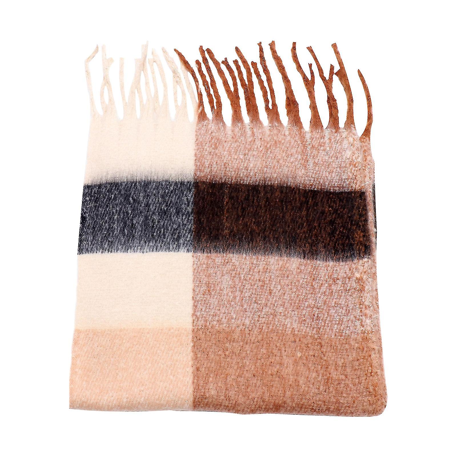 Imitation Cashmere Autumn Winter Clothing Tassel Scarf Color Block Scarf
