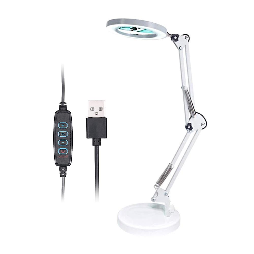 Magnifying Glass Magnifier with 64 LEDs Desk Light Table Lamp 8X Magnification 10 Levels Adjustable