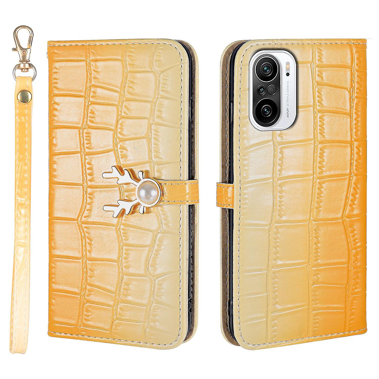 Elk Pattern Phone Case For Redmi K40 With Card Holder, Lanyard, Pu Leather Material, Wallet Function, Corner Fall Protection