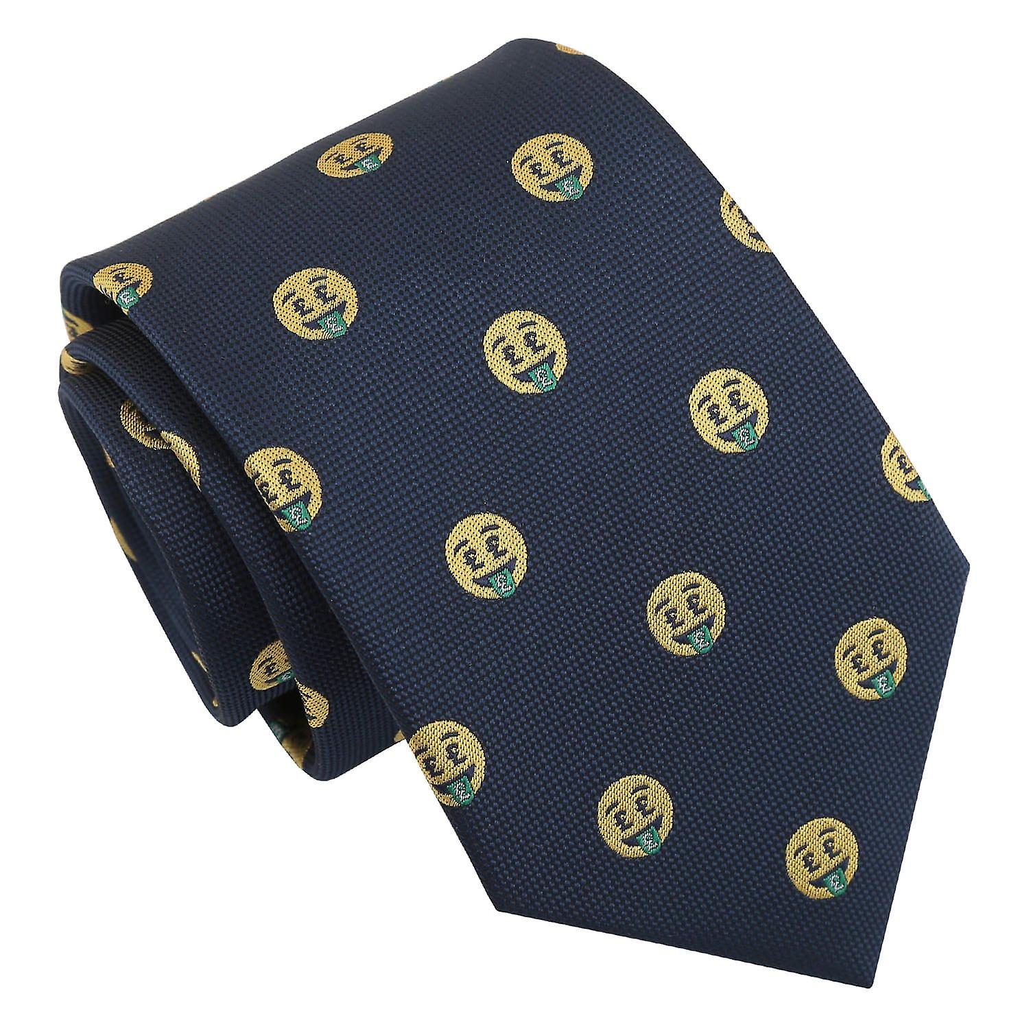 Navy Blue Pound Eyes Emoji Tie