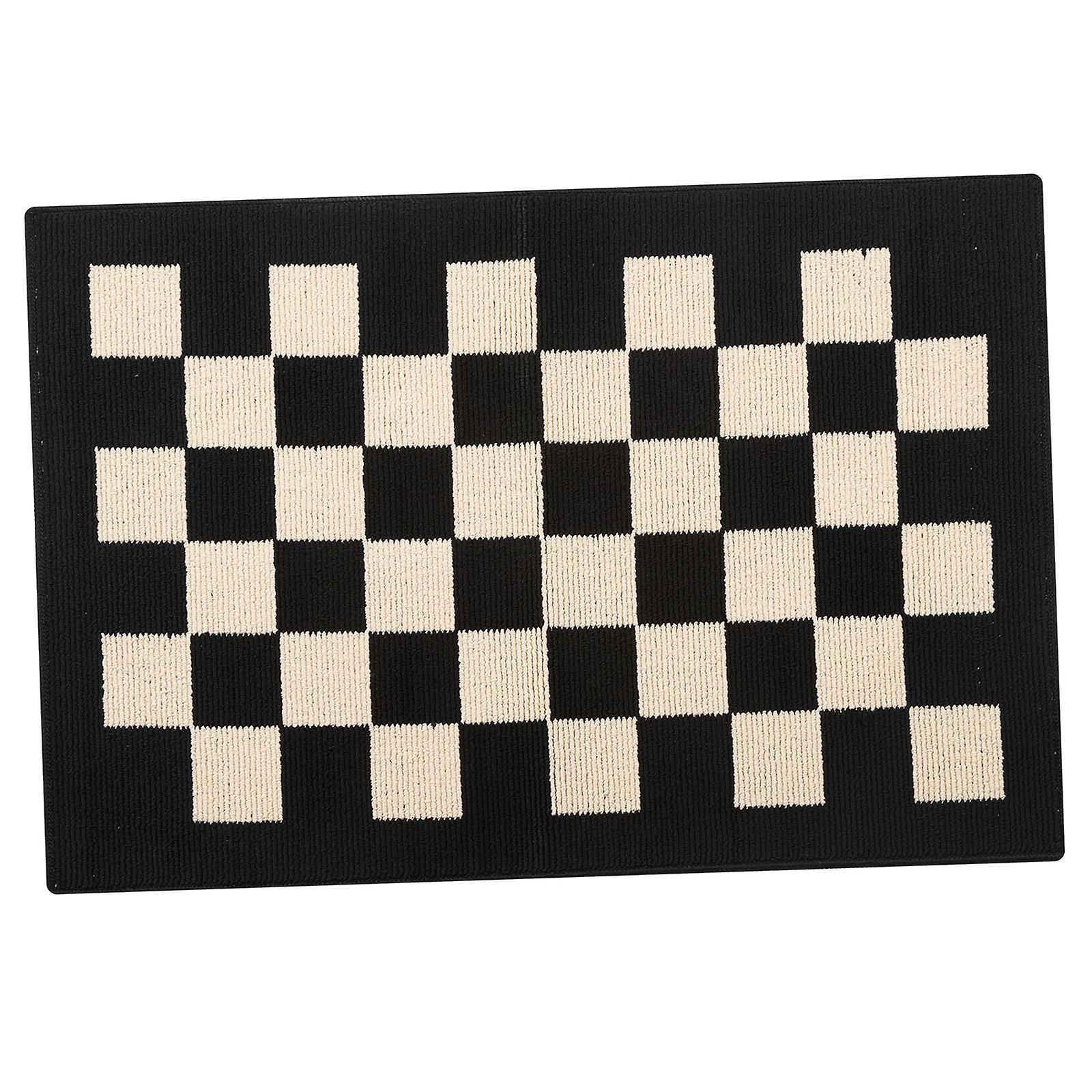 Indoor Mat Microfiber Soft Machine Washable Absorbent for Kitchen Bathroom Checkered 36x24in