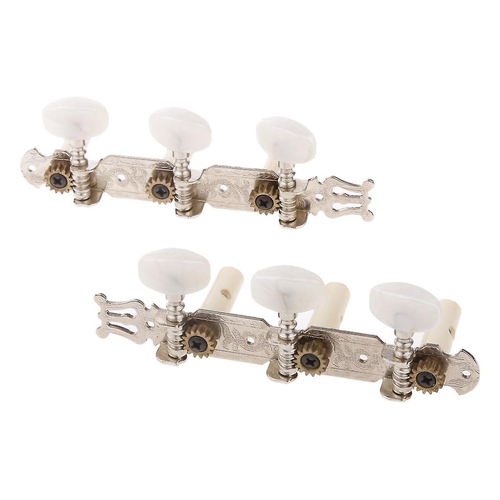 Silver Engraved Plank Round Knobs Tuning Peg Machine Head for Classic Guitar