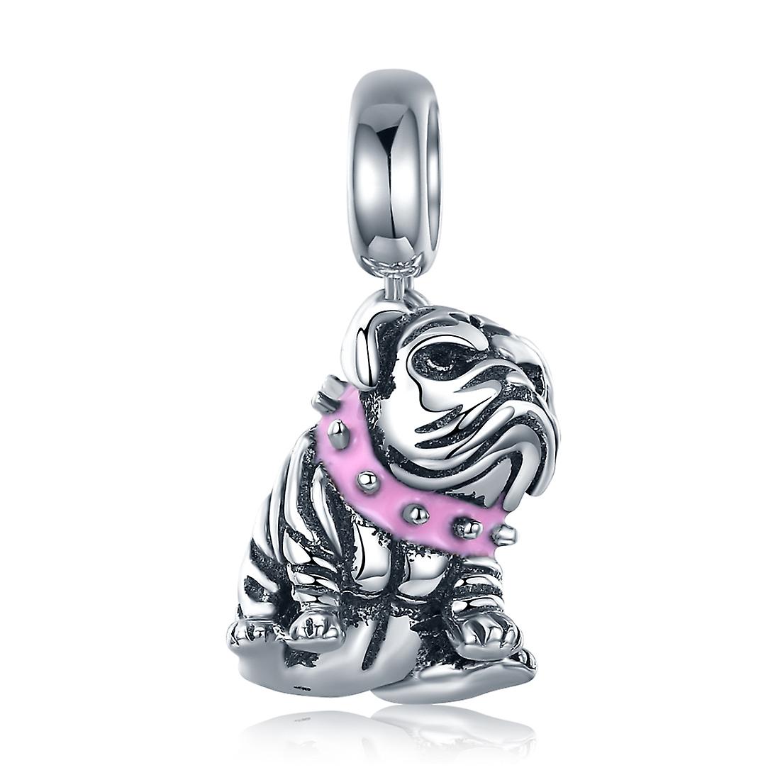 Sterling Silver Beaded Bulldog Charm