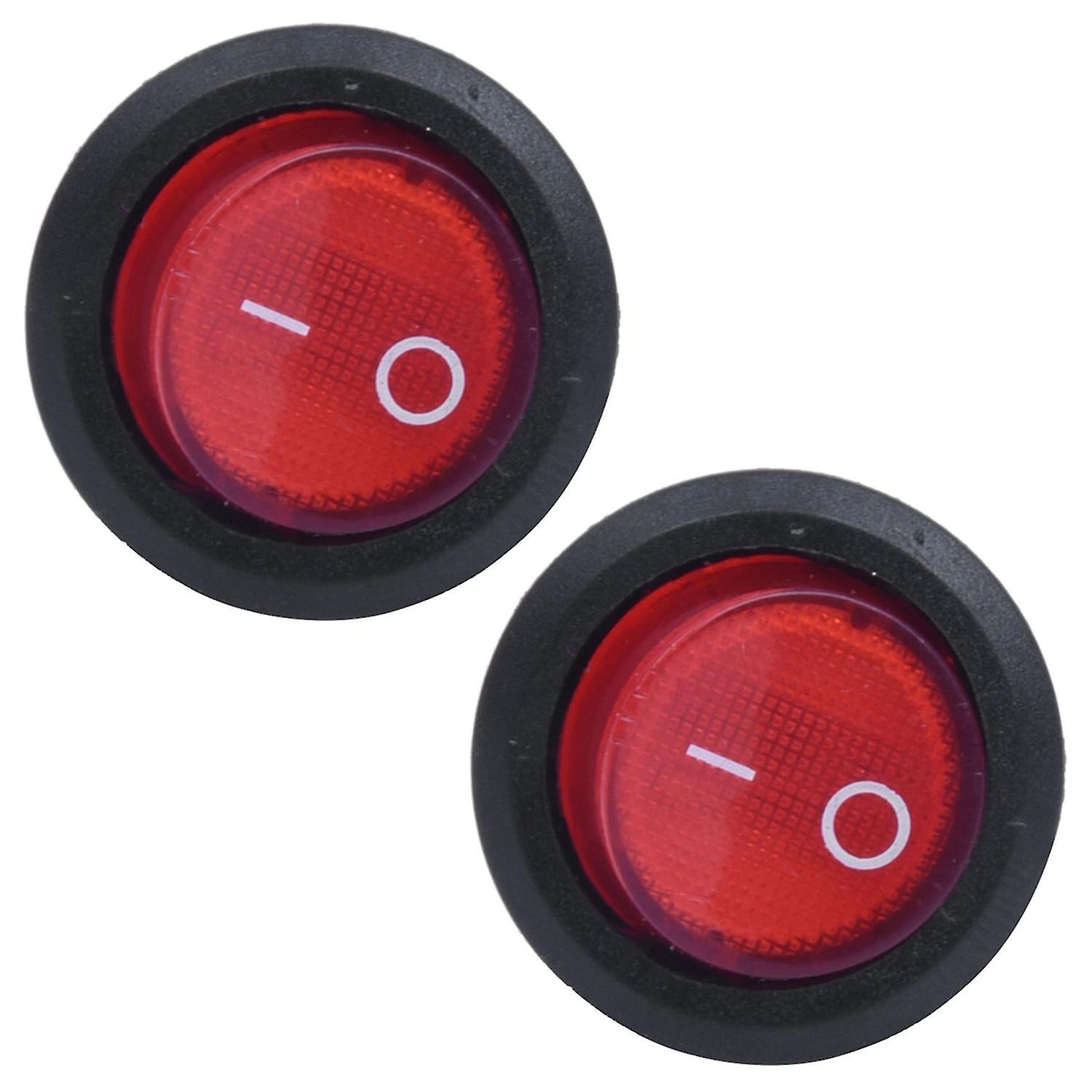 2x Rocker Switch Bipolar On Off Red 3 Pins 220v