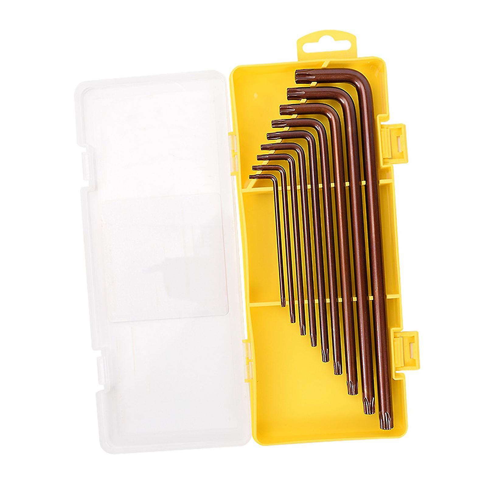 1 Set Hex Wrench With Box L Handle Ball End Alloy Steel L-shape Hexagon Spanners Household Maintenance