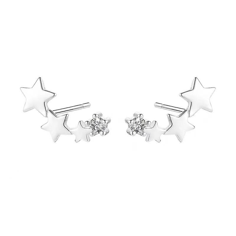 Gorgeous Sterling Silver Tiny Star Quartet Crawler Earrings - Perfectly Dainty And Stylish!