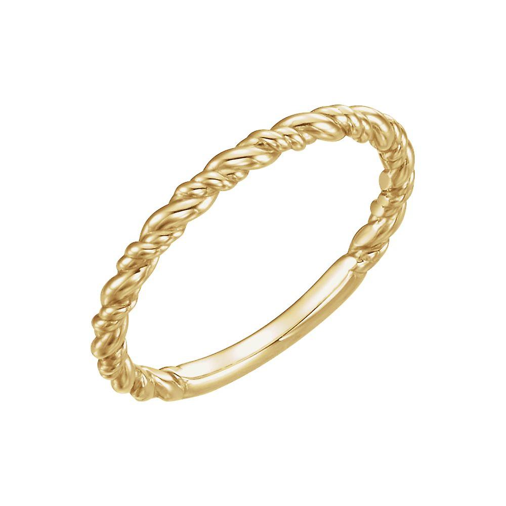 14k Yellow Gold Polished Stackable Rope Ring Size 6.5-Stackable-Ring for Women - 2.0 Grams