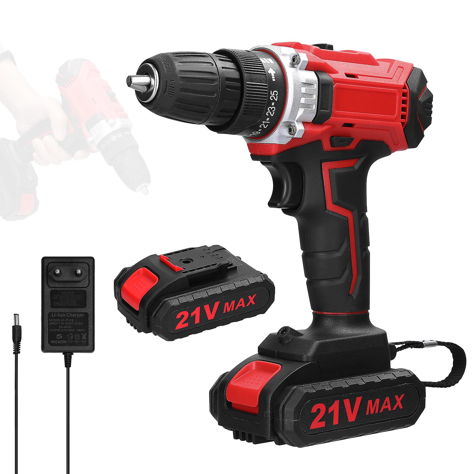 Household Multifuctional 21v Electric Drill 2 Speeds Control Stepless Speed