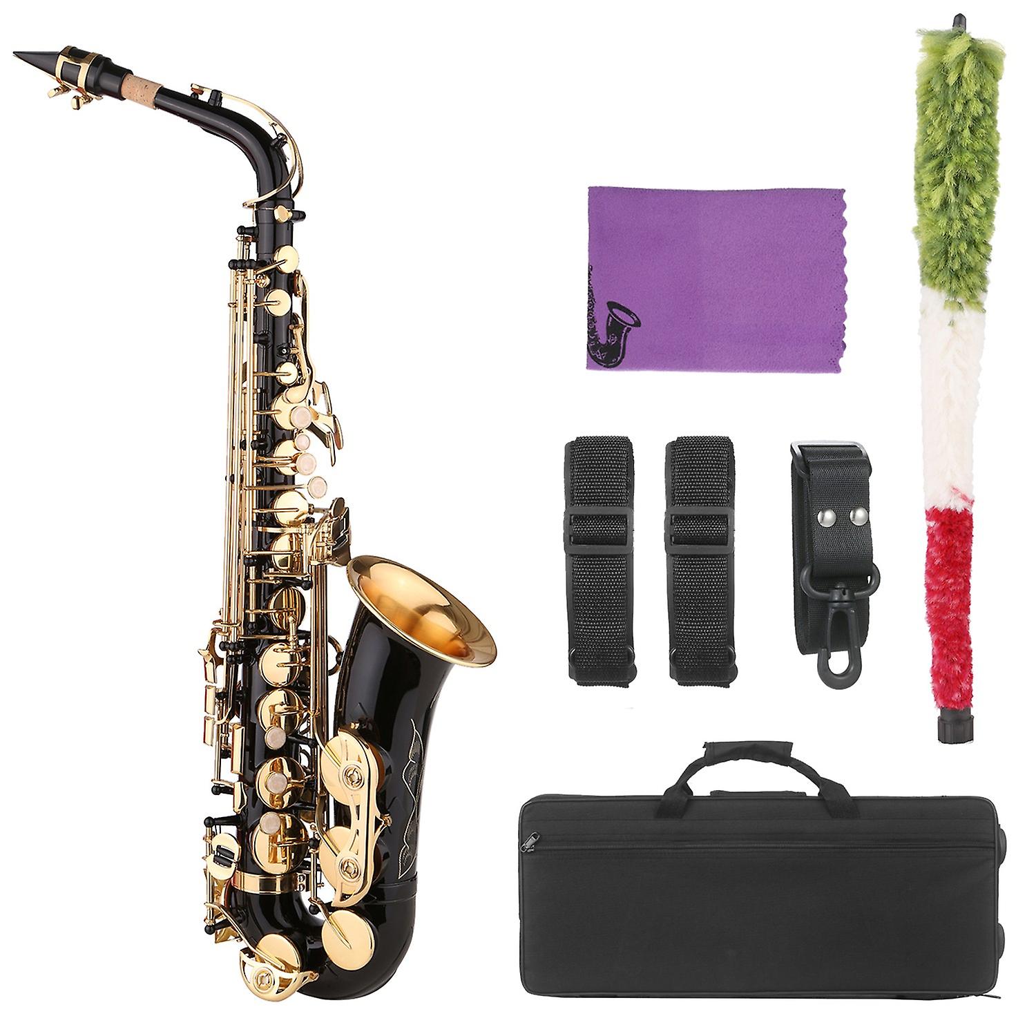 Saxophone Black Paint E-flat Sax for Beginner Student Intermediate Player Brass Eb Alto Saxophone wi