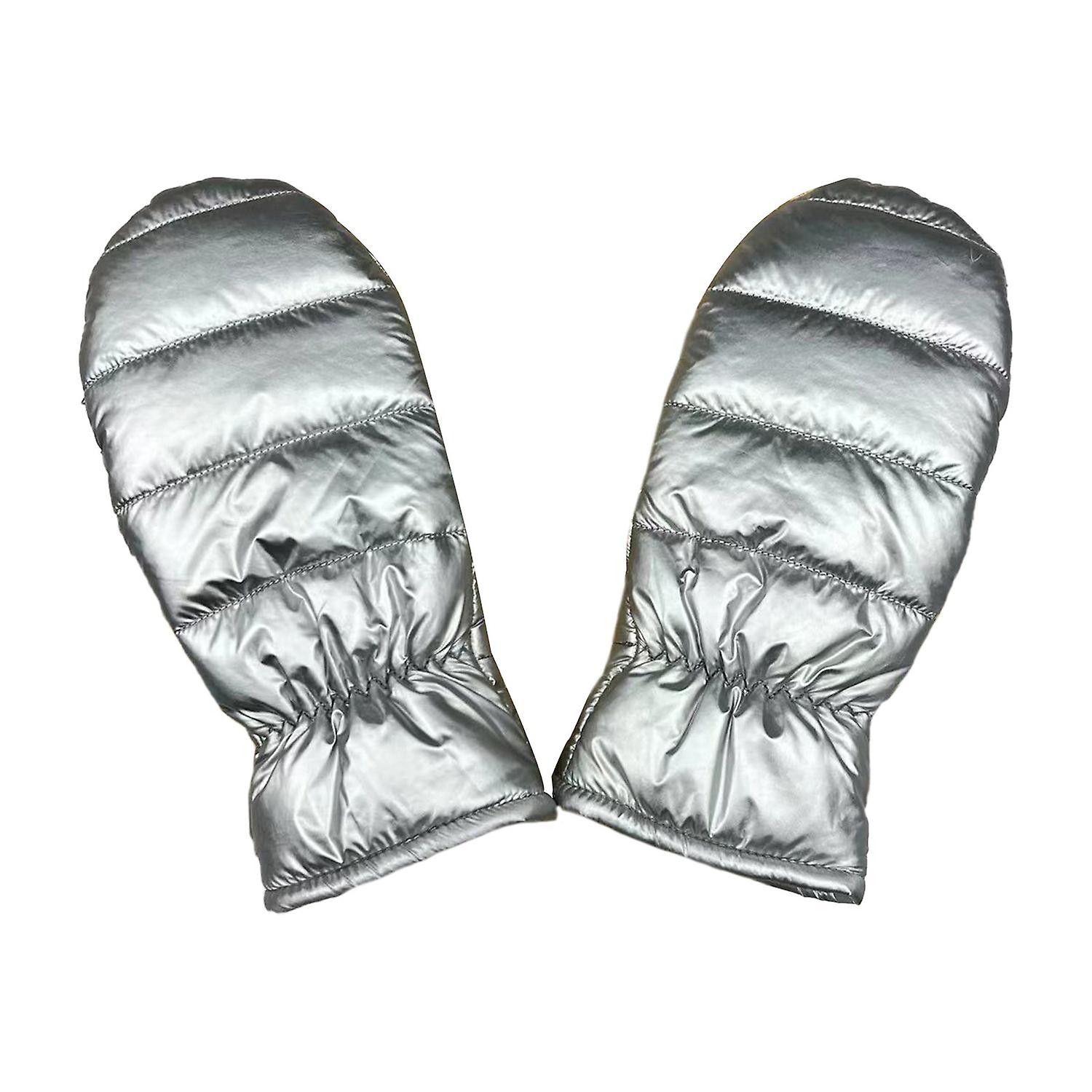 1 Pair Winter Cycling Mittens Windproof Thickened Warm Waterproof Unisex Soft Cold-proof Solid Color