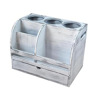 Rustikaler Holz-Haartrocknerhalter für Badezimmer-Arbeitsplatte, Schminkkasten-Badezimmertabletts, Kosmetik-Organizer, Haarwerkzeug-Zubehör